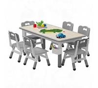 GarveeMore Ensemble Table et 6 chaises Enfant réglables en Hauteur - Plateau Graffiti, Pieds antidérapants, boîte de Rangement - Table d’activités/étude 2-10 Ans (Maison/crèche/Classe)