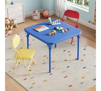 GarveeMore Ensemble Table et chaises Enfant Pliant - Table carrée d’activités légère, Surface PU Facile à Nettoyer, chaises avec Coussins rembourrés, Chambre/Salle de Jeux/crèche - Table Bleue +
