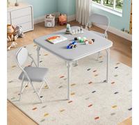 GarveeMore Ensemble Table et chaises Enfant Pliant - Table carrée d’activités légère, Surface PU Facile à Nettoyer, chaises avec Coussins rembourrés, Chambre/Salle de Jeux/crèche