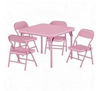 GarveeMore Ensemble Table et chaises Pliantes Enfant - Table carrée d’activités, Surface PU Facile à Nettoyer, chaises avec Coussins rembourrés Ultra-Doux - Noir - 1 Table + 4 chaises