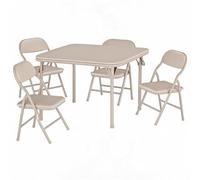 GarveeMore Ensemble Table et chaises Pliantes Enfant - Table carrée d’activités, Surface PU Facile à Nettoyer, chaises avec Coussins rembourrés Ultra-Doux - Noir - 1 Table + 4 chaises
