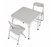 GarveeMore Ensemble Table et chaises Pliantes pour Enfants - Table d’activités carrée rembourrée PU + chaises Pliantes avec Coussin, Cadre Acier, Compact Gain de Place - Activités, Repas,
