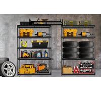 GarveeMore Étagère de garage industrielle 5 niveaux - Rayonnage métal robuste 2500 lb - Tablettes réglables, rack de stockage utilitaire autoportant - 122 x 61 x 181,3 cm - (1220*610*1813) to Europe
