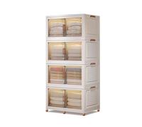 GarveeMore Grand capacité 580L - Boîte de rangement pliable à 4 niveaux avec portes et roulettes, plastique résistant, idéale pour vêtements, jouets, livres, bureau ou chambre, 85x48x176cm - Blanc