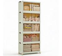 GarveeMore Grand capacité 630L - Boîte de rangement empilable avec couvercle et tiroirs pliables - Portes magnétiques, roulettes verrouillables - Parfaite pour chambre, armoire, bureau - Plastique