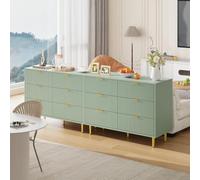 GarveeMore Grand capacité - Commode 6 tiroirs Moderne MDF façade ondulée, poignées et Pieds dorés, sécurité Anti-basculement, 100x40x75 cm - Meuble Rangement Chambre, Salon, entrée - Couleur : Vert