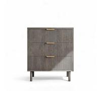 GarveeMore Grand capacité de Rangement - Commode 3 tiroirs nervurés en Bois, Design Moderne avec Pieds et poignées en métal, sécurité Anti-basculement, pour Chambre, Salon ou Couloir - Finition :