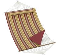 GarveeMore Hamac Double 350x140cm avec Coussin Intégré Matelassé, Hamac Jardin en Polyester Rembourré avec Barres en Bois, Hamac Extérieur sans Support pour 2 Personnes, Idéal Jardin Balcon Terrasse