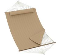 GarveeMore Hamac Double 350x140cm avec Coussin Intégré Matelassé, Hamac Jardin en Polyester Rembourré avec Barres en Bois, Hamac Extérieur sans Support pour 2 Personnes, Idéal Jardin Balcon Terrasse