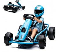 GarveeMore Kart électrique 24 V pour enfant avec mode Drift - 2 moteurs de | Batterie longue durée, jusqu'à 8 km/h, démarrage progressif, musique et klaxon, siège réglable, capacité de charge de 70 kg