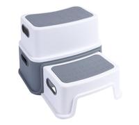 GarveeMore Marchepied Enfant 2 marches Extra Large 34 cm antidérapant, Tabouret Double Niveau - Poignées intégrées - Stable et Robuste - Frais Max 150 kg - Facile à Nettoyer - Gris