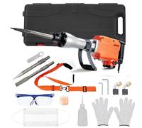 GarveeMore Marteau-piqueur de démolition électrique 1700 W - Réduction des Vibrations & Interrupteur de sécurité - pour béton/maçonnerie avec Sac de Transport - 3 burins - Set Orange 3 pièces - Prise