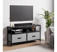 GarveeMore Meuble TV avec 2 Tissu Tiroirs, Banc TV pour TV Jusqu'à 50 in, Armoire TV en Bois avec Tiroirs Et éTagèRes pour Salon Chambre DéCoration,Noir