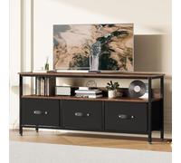 GarveeMore Meuble TV avec 3 Tissu Tiroirs, Banc TV pour TV jusqu'à 55 in, Armoire TV en Bois avec Tiroirs et étagères pour Salon Chambre Décoration,120 x 57 x 30 cm,Marron Vintage