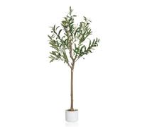 GarveeMore Olivier Artificiel réaliste en Pot - Faux Arbre d’intérieur décoratif, Feuillage Naturel & Olives - pour Salon/Bureau/entrée - 120 cm, Tige écoresponsable, 14 Fruits
