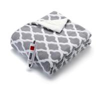 GarveeMore Plaid chauffant électrique réversible - Sherpa gris, 180x130cm, 6 niveaux de chaleur, minuterie LCD, chauffage rapide, lavable, certifié CE - Idéal lit, canapé ou bureau - Gris (velours