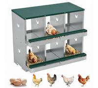 GarveeMore Pondoir à œufs pour Poules en Métal 2 Niveaux 6 Compartiments | 63x43x81cm- Rampe inclinée roll-away - Collecte facile des œufs