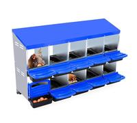 GarveeMore Pondoir Poules 10 Compartiments, Acier Galvanisé Bleu Extérieur