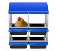 GarveeMore Pondoir poules 4 compartiments double étage bleu | disponible en 3 ou 4 compartiments，plateau amovible, couvercle optionnel, mural ou autoportant.