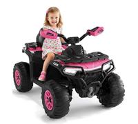 GarveeMore Quad Électrique Enfant 12V 4x4 Tout-Terrain avec Télécommande | Quad électrique 12V avec 2 moteurs 35W 2 Moteurs, Suspension, LED, Musique Bluetooth, pour 3-6 Ans, Rose rouge