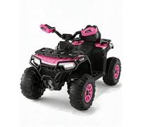 GarveeMore Quad électrique Enfant 12V Tout-Terrain ATV - 4 Roues - 2 Moteurs - télécommande parentale - Suspension - phares LED - Musique sans Fil/USB - Batterie Rechargeable - 95×56×55 cm - Rose