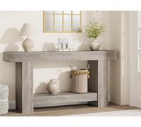 GarveeMore Table Console d’entrée Style Farmhouse, 2 Niveaux avec étagère Ouverte, Meuble étroit pour Couloir/Salon derrière canapé - Important Console - Coloris : Gris Clair - Longueur : 160 cm