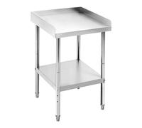 GarveeMore Table Support BBQ en Acier Inoxydable certifiée NSF - Pieds réglables - Rebord Anti-débordement 5 cm - Étagère réglable & roulettes - Taille 12 x 24 x 30 in