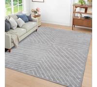 GarveeMore Tapis Géométrique Moderne Gris Clair 160x230 cm, Lavable & Antidérapant, Poils Courts Doux - pour Salon, Chambre, Cuisine - Enfants & Animaux - Fabriqué en Allemagne
