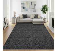 GarveeMore Tapis Moderne Antidérapant et Lavable en Machine - sans Peluches, Pile Basse en Polyester - Idéal Salon, Chambre, Couloir - Noir - 120x170 cm - Fabriqué en Allemagne