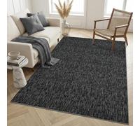 GarveeMore Tapis Moderne Antidérapant et Lavable en Machine - sans Peluches, Pile Basse en Polyester - Idéal Salon, Chambre, Couloir, Cuisine - Noir - 200x290 cm - Fabriqué en Allemagne