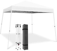 GarveeMore Tonnelle Pliante Pop-up 3x3 m (10x10 ft) à Pieds inclinés, abri instantané extensionérieur en Tissu Oxford 150D avec Sac de Transport - Couleur : Blanc - Lambrequin : sans