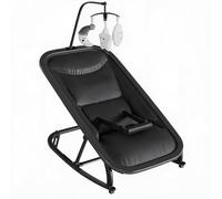 GarveeMore Transat bébé 2-en-1 évolutif - Dossier inclinable 3 positions - Balancelle ou chaise à bascule - Cadre aluminium léger - Barre de jeux amovible - Facile à nettoyer, compact - Noir, Europe