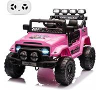 GarveeMore Voiture électrique 12 V pour Enfants avec télécommande et 3 Vitesses - Musique, lumières LED, klaxon, sans Fil - Idéale pour Les Enfants à partir de 3 à 5 Ans，Rose