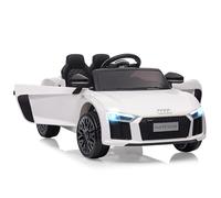 GarveeMore Voiture Électrique Enfant 12V sous Licence Audi R8 Spyder Véhicule à Batterie Télécommande 2.4G Démarrage en Douceur Musique Bluetooth USB Phares LED Portes Ouvrantes Blanc