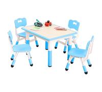 GarveeMore with 5PCS Plastic+MDF 80 * 60CM Kids Table and Chair Set - 5 Pieces, Plastic and MDF Material, 80 * 60CM Size, One Table and Four Chairs, and Complete Kids Furniture Set