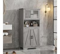 GarveeTech Armoire de buffet moderne avec portes en verre dépoli et étagère ouverte, armoire haute de 130 cm pour salon et cuisine, garde-manger comme buffet de cuisine ou bibliothèque, 60 x 30 x 130