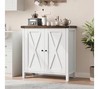 GarveeTech Buffet - Armoire de Cuisine d'appoint en MDF avec 2 Portes et étagères réglables - Meuble de Rangement pour Cuisine, Salon, Salle à Manger et entrée - Style Maison de Campagne