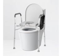 GarveeTech Chaise percée adulte Portable Réglable, Siège surélevé 3-en-1 avec Accoudoirs, Cadre Acier Anti-Dérapant, Capacité 150 kg, Pour Soins aux Personnes Âgées