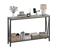 GarveeTech Console étroite Et Longue - Table d'Entrée Fine avec Cadre en Métal Et Pieds Réglables - Idéale Derrière Un Canapé pour Le Couloir Et Le Salon - Montage Facile, Gris