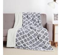GarveeTech Couverture Chauffante Électrique Sherpa - 127x152 cm | 6 Niveaux de Chaleur, Minuterie 8H, Ultra Douce & Épaisse - Contrôle LCD, Sécurité UL - Gris/Navy/Orange