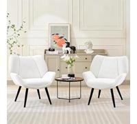 GarveeTech Fauteuil d'entrée scandinave en Velours côtelé, Dossier Haut et accoudoirs Larges, Structure métal Solide, idéal Salon, Chambre ou entrée, Montage Facile, Design Moderne - Corduroy | White