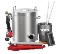 GarveeTech Forge à Gaz Propane Four de Fusion 12 kg, Kit Complet avec Creusets & Pinces (1482°C max), Pour Recyclage et Coulée d'Or, Cuivre, Argent, Aluminium