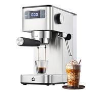 GarveeTech Machine à café, porte-filtre 20 bars avec mousseur à lait pour expresso, cappuccino et latte - machine à expresso compacte avec thermobloc, fonction eau chaude et indicateur de détartrage