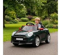 GarveeTech Mini Voiture électrique sous Licence pour Enfant 12 V avec télécommande, lumières LED, Musique, klaxon, USB, Double Portes, Ceinture de sécurité, 3 km/h, à partir de 3 Ans, Noire