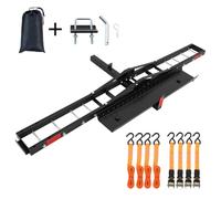 GarveeTech Porte-Bagages arrière Moto, Capacité 270 kg, avec Rampe et Stabilisateur Anti-Bascule, Structure Acier pour attelage 5 cm, Idéal VTT, Scooter, ebike