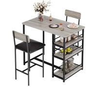 GarveeTech Table de Bar avec 2 chaises - Table à Manger en métal et MDF avec 3 étagères - Table à Manger Peu encombrante pour Petits Appartements - 91,6 x 50 x 91,6 cm