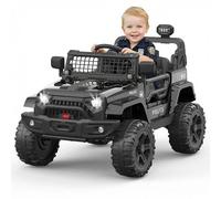 GarveeTech Voiture électrique 12 V pour Enfant avec télécommande, Suspension, lumières LED, Connexion sans Fil, 2 Vitesses, pour garçons et Filles de 3 à 8 Ans, Couleur : Noir