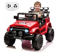 GarveeTech Voiture électrique pour Enfant de 3 à 5 Ans, 12 V, avec télécommande, 3 Vitesses, Musique, lumières LED, klaxon, pneus Larges, système Anti-Vibration, Rouge