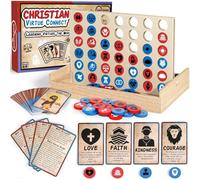 Garybank Bible Virtue Connect Jeux pour enfants - Jeu chrétien de 4 dans une rangée, avec 42 cartes d'histoire de vertu et de personnages pour le plaisir basé sur la foi, jeu de stratégie pour l'école