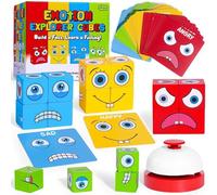 Garybank Cubes de sentiments pour enfants, activités d'apprentissage socio-émotionnel, avec 56 cartes d'émotion, matériel d'orthophonie pour autisme, accessoire indispensable pour le bureau des